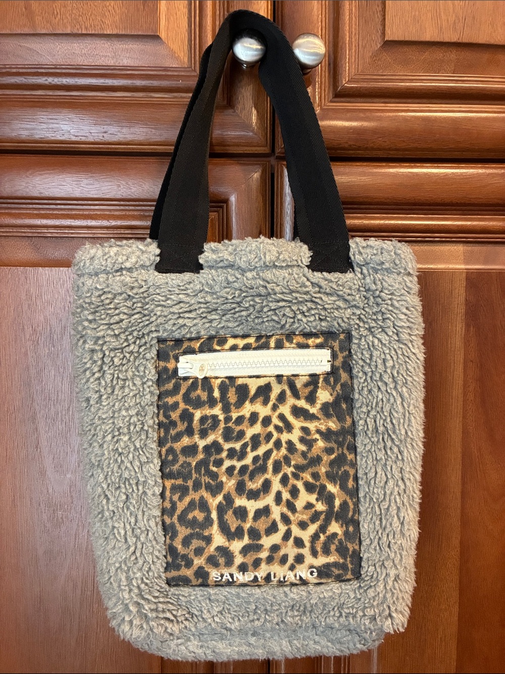 Sandy Liang Fleece Animal Print Tote